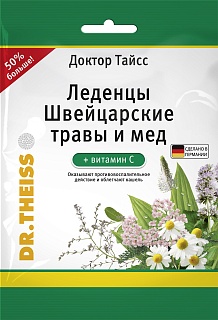 Доктор Тайсс Леденцы швейцар травы с медом/витС 75г (Д-р Тайсс)