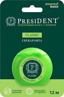 Президент флосс вощёный мята фтор 12м (ПремьерПродукт)